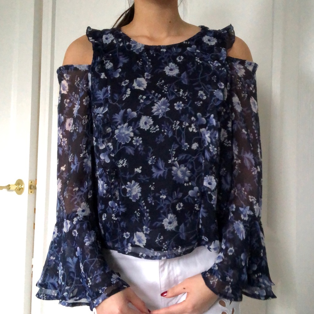Hollister Floral Cold-shoulder Blouse